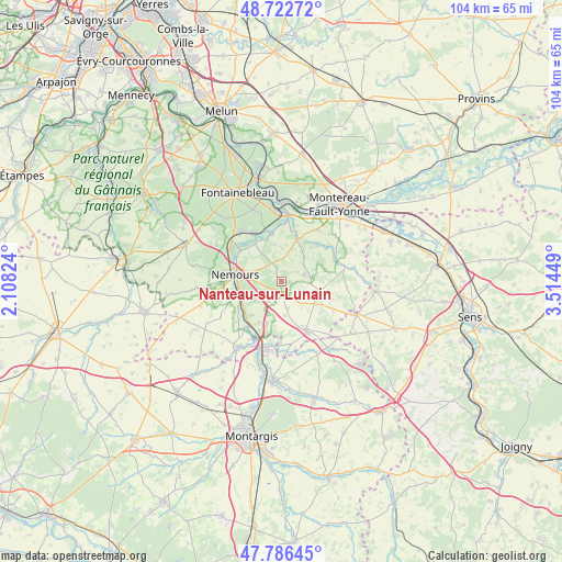 Nanteau-sur-Lunain on map