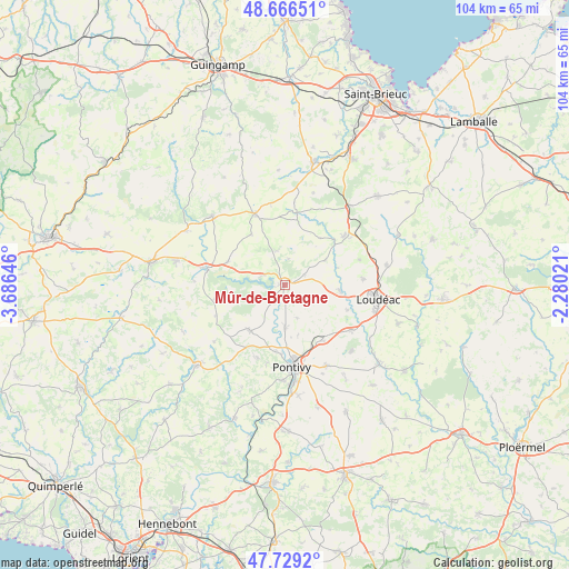 Mûr-de-Bretagne on map