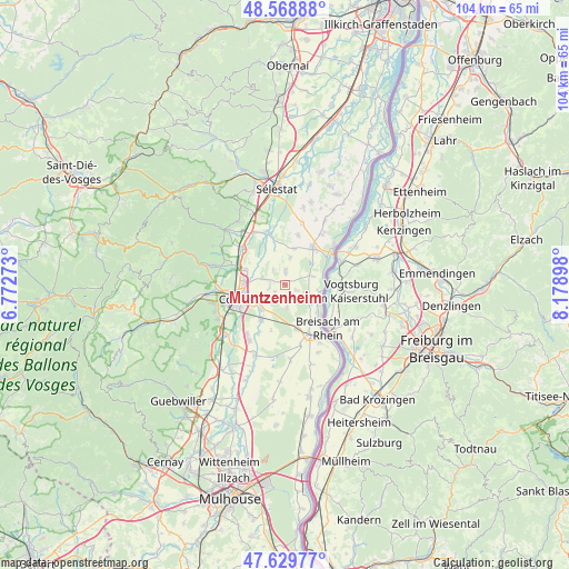 Muntzenheim on map