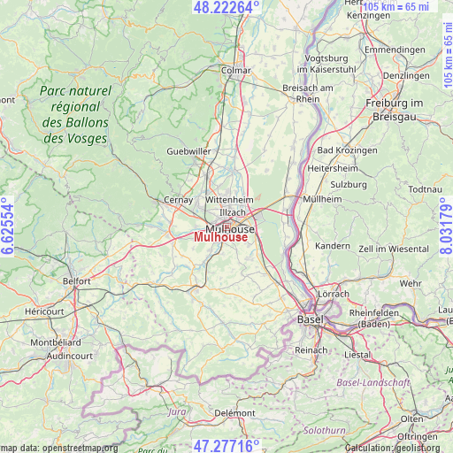 Mulhouse on map