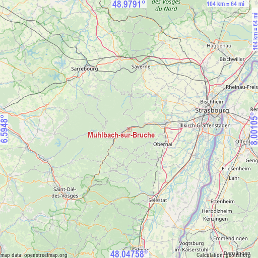 Muhlbach-sur-Bruche on map