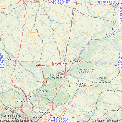 Moyvillers on map