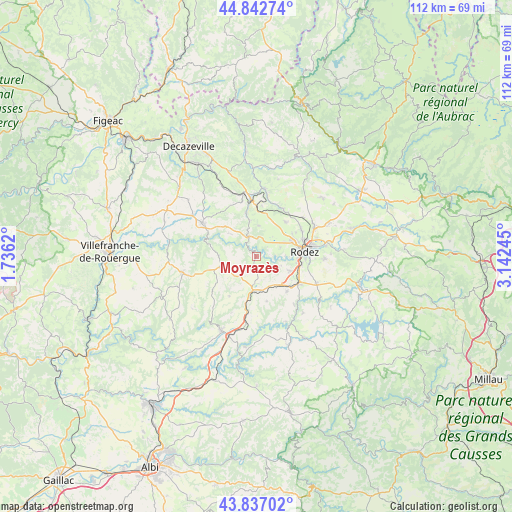 Moyrazès on map