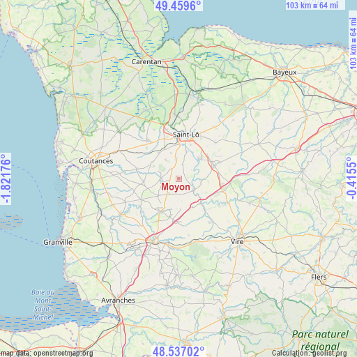 Moyon on map