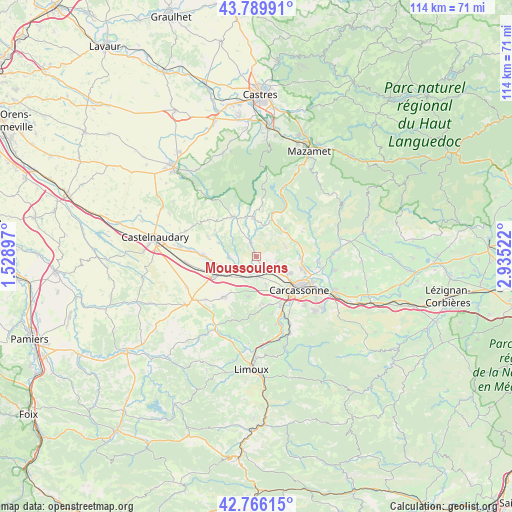 Moussoulens on map