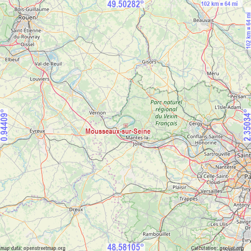 Mousseaux-sur-Seine on map