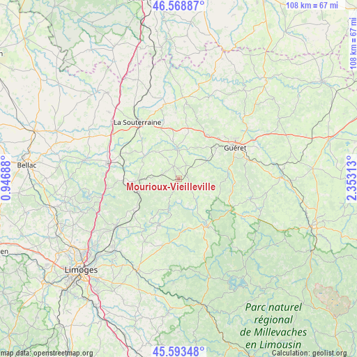 Mourioux-Vieilleville on map