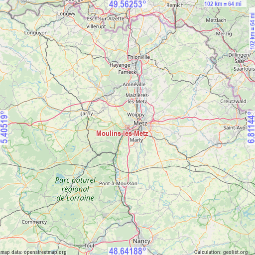 Moulins-lès-Metz on map