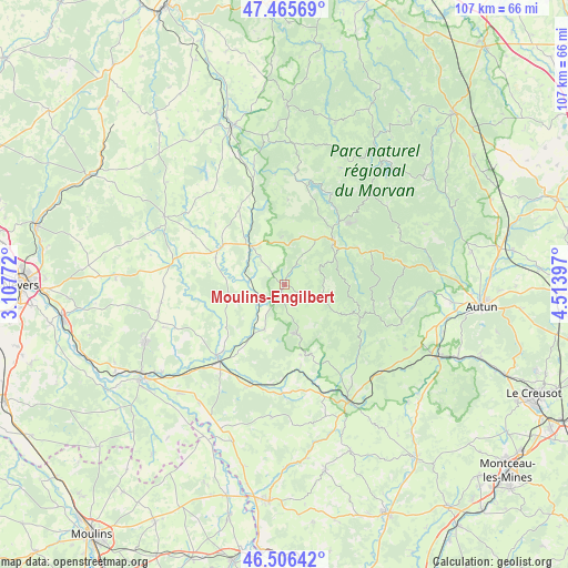 Moulins-Engilbert on map