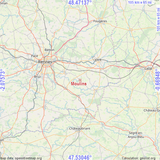 Moulins on map