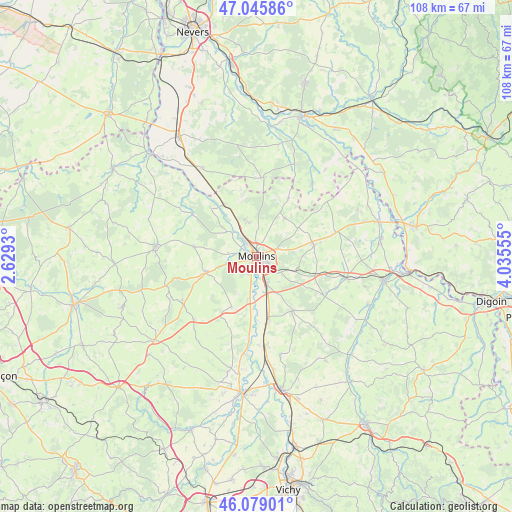 Moulins on map