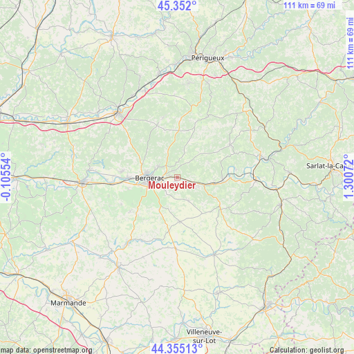 Mouleydier on map