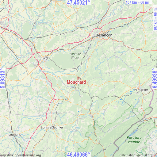 Mouchard on map