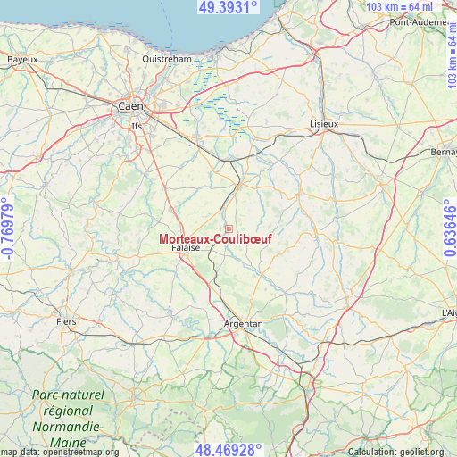 Morteaux-Coulibœuf on map