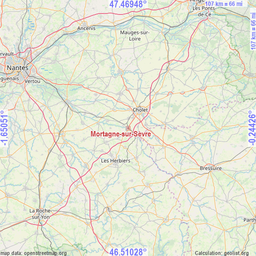 Mortagne-sur-Sèvre on map