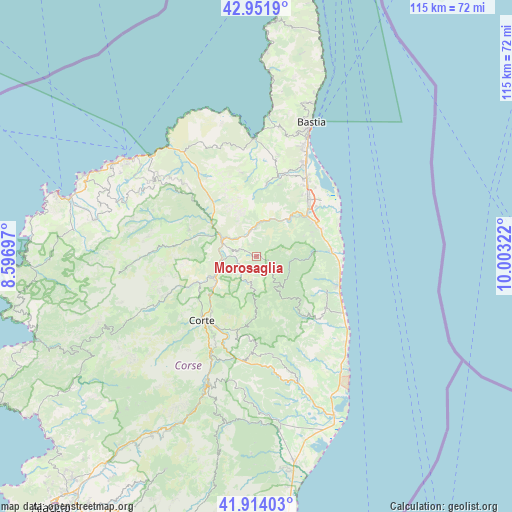 Morosaglia on map