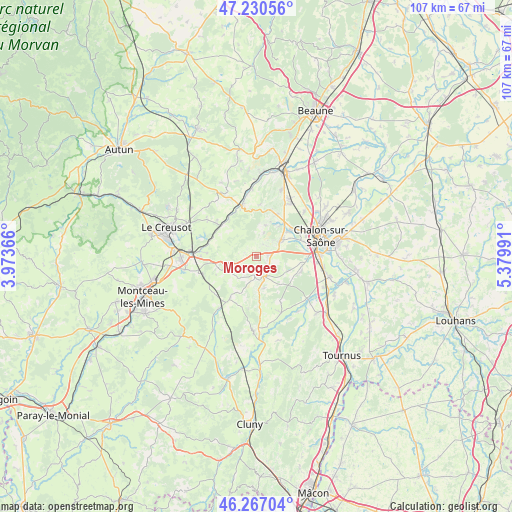 Moroges on map