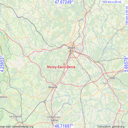 Morey-Saint-Denis on map