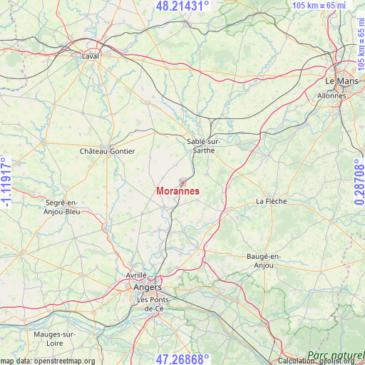 Morannes on map