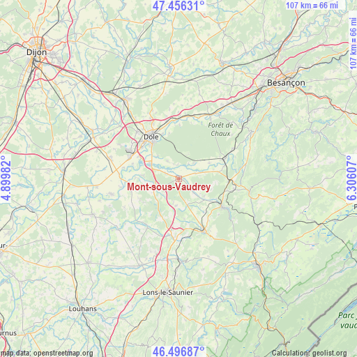 Mont-sous-Vaudrey on map