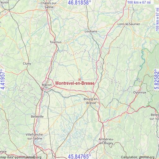 Montrevel-en-Bresse on map