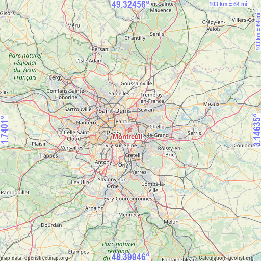 Montreuil on map