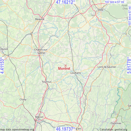 Montret on map