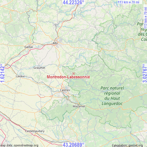 Montredon-Labessonnié on map