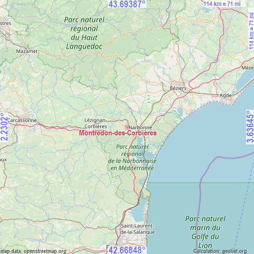 Montredon-des-Corbières on map
