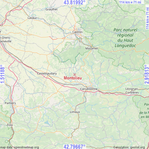 Montolieu on map