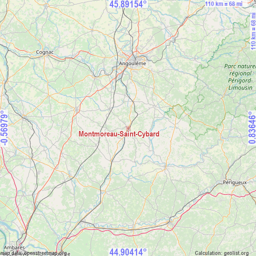 Montmoreau-Saint-Cybard on map