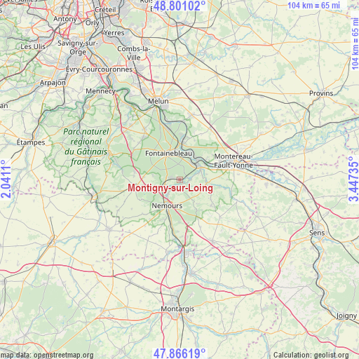 Montigny-sur-Loing on map