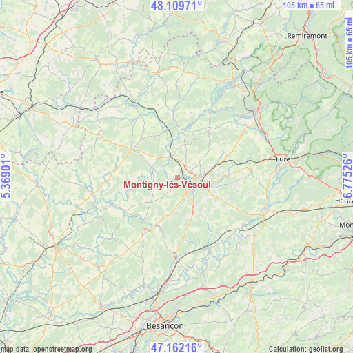 Montigny-lès-Vesoul on map