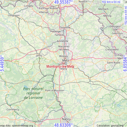 Montigny-lès-Metz on map