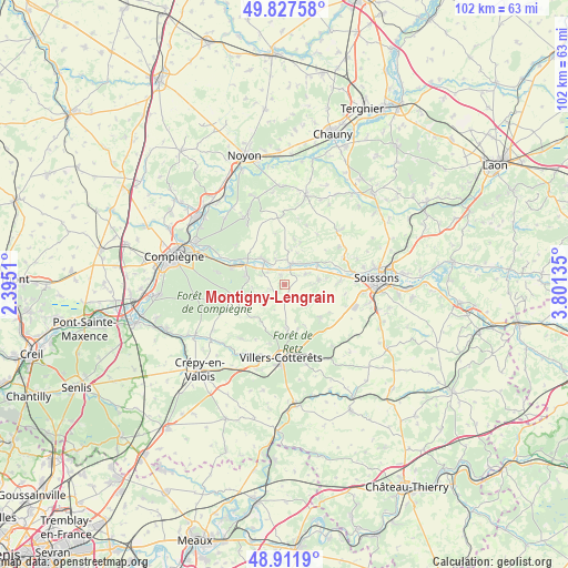 Montigny-Lengrain on map