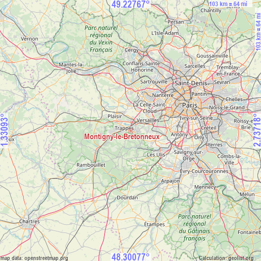 Montigny-le-Bretonneux on map