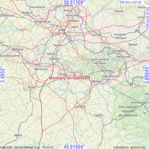 Montigny-en-Ostrevent on map