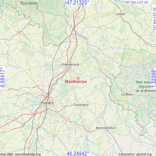 Monthoiron on map