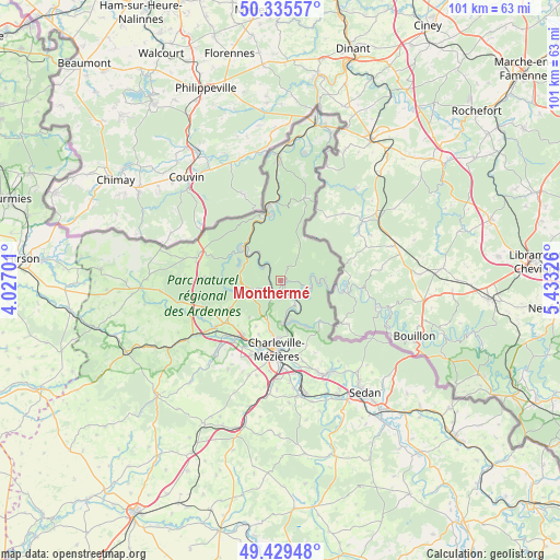 Monthermé on map