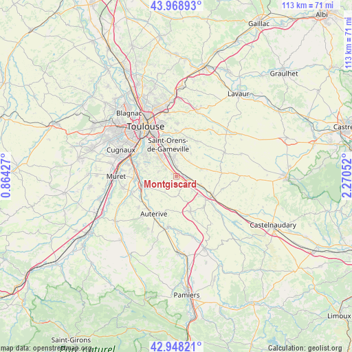 Montgiscard on map