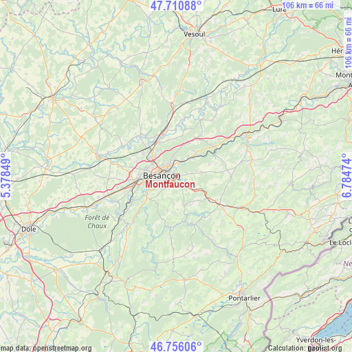 Montfaucon on map