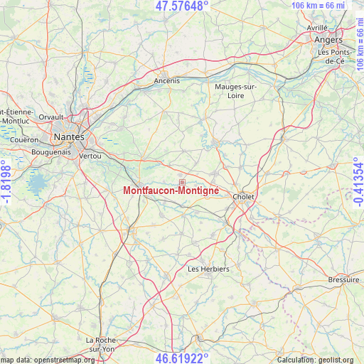 Montfaucon-Montigné on map