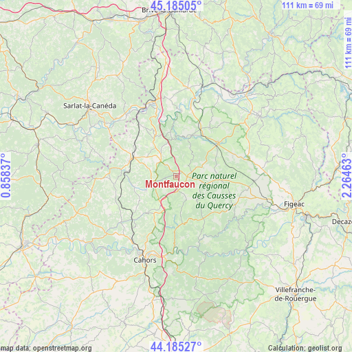 Montfaucon on map