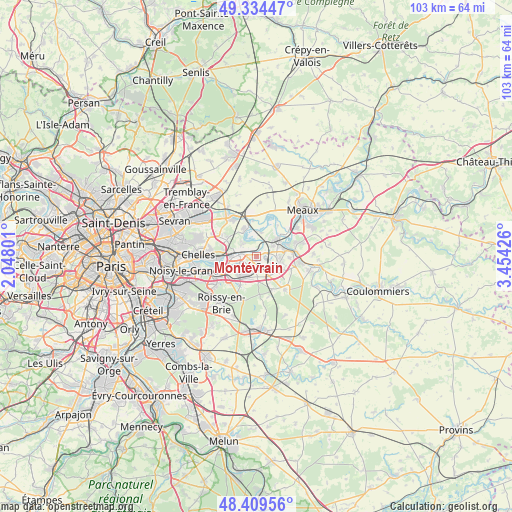 Montévrain on map