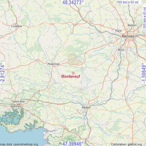 Monteneuf on map