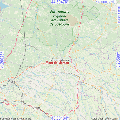 Mont-de-Marsan on map