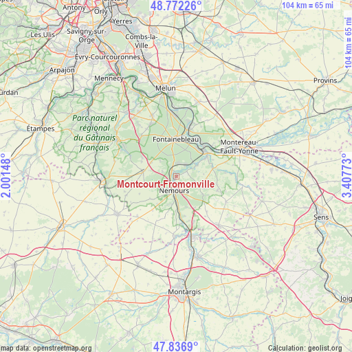 Montcourt-Fromonville on map
