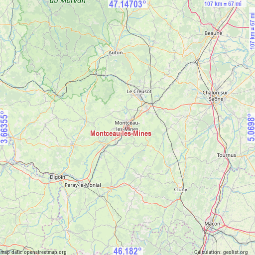 Montceau-les-Mines on map