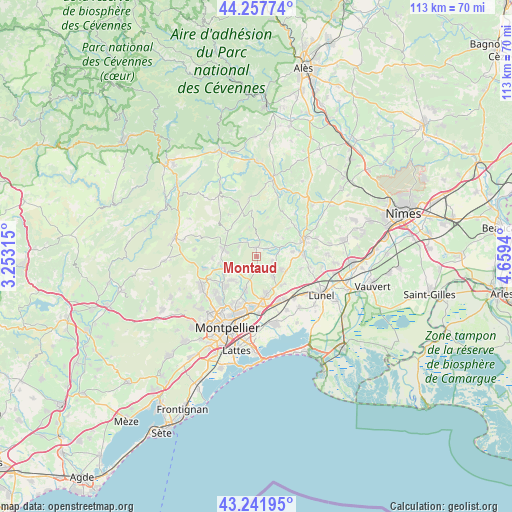 Montaud on map