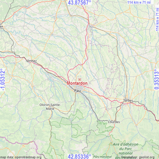 Montardon on map